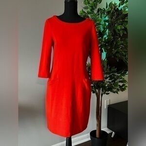 Boden Jasmine Ottoman Orange Shift Dress Pockets Knee Length Career J0279